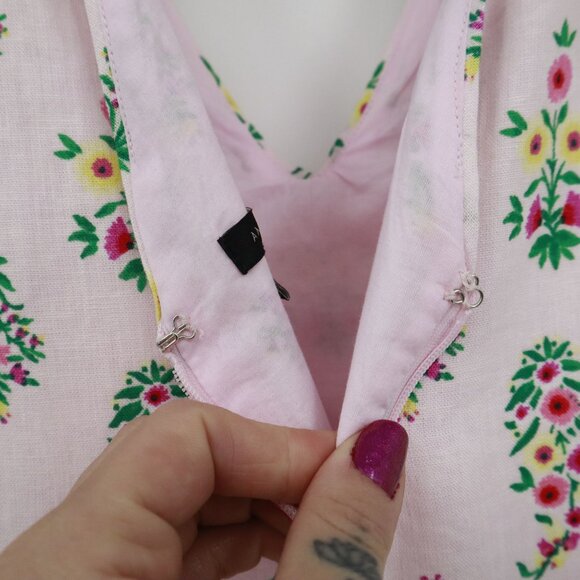 Ann Taylor Linen Sheath Dress Womens 4 Pink Twee Feminine Romantic Bloomcore - Picture 12 of 16